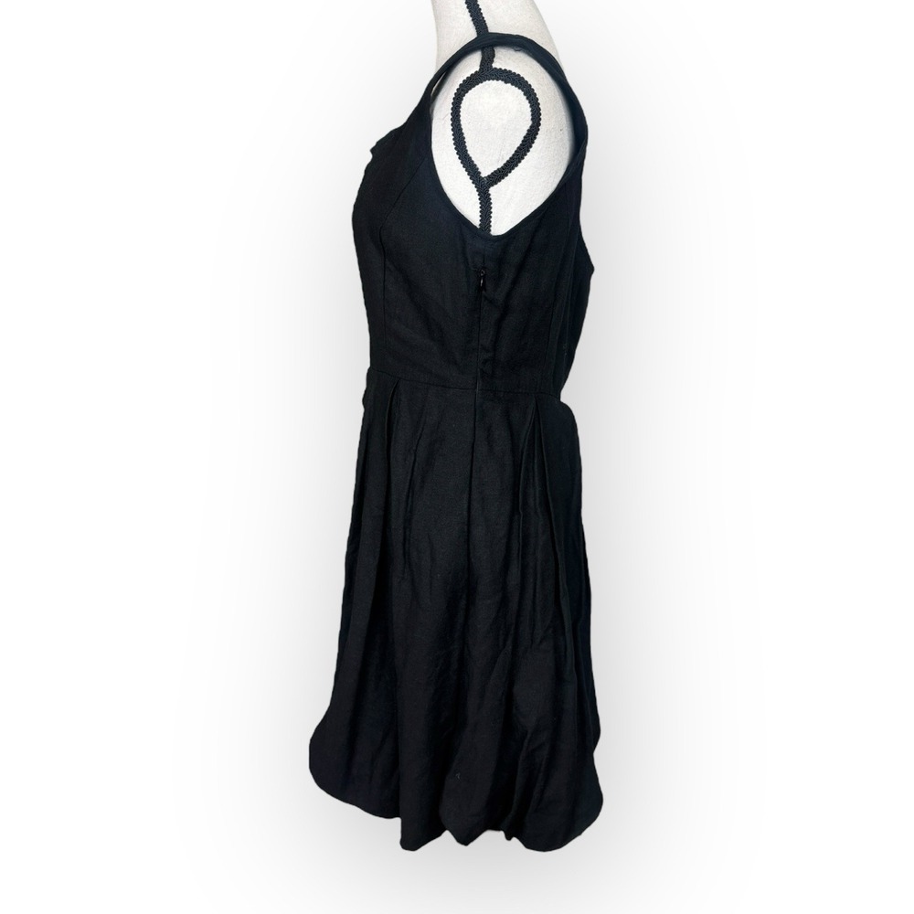Cynthia Rowley Black Linen Blend Bubble Hem Dress Square Neck Fit Flare Small‎ - Picture 3 of 11